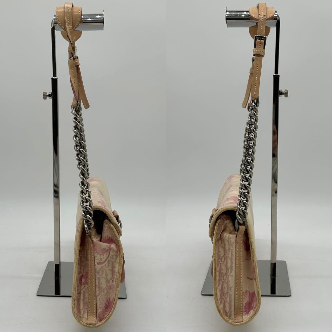 【稀少】クリスチャンディオール フローラ ショルダーバッグ キャンバス ピンク