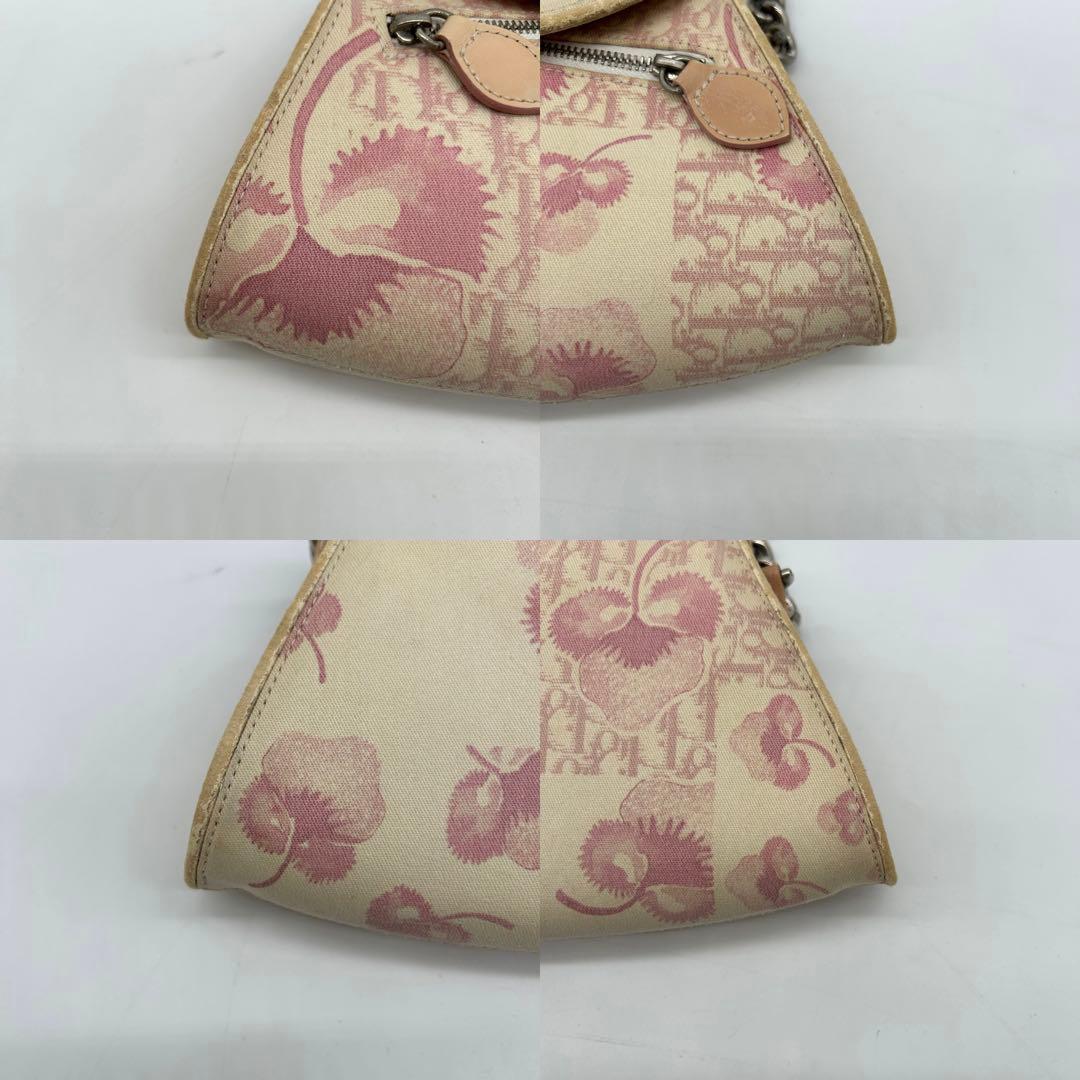 【稀少】クリスチャンディオール フローラ ショルダーバッグ キャンバス ピンク