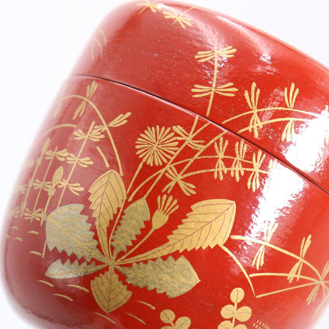 塗師 大端宗閑作 鵬雲斎好 春草蒔絵 一閑 大棗 茶道具 共箱　V935