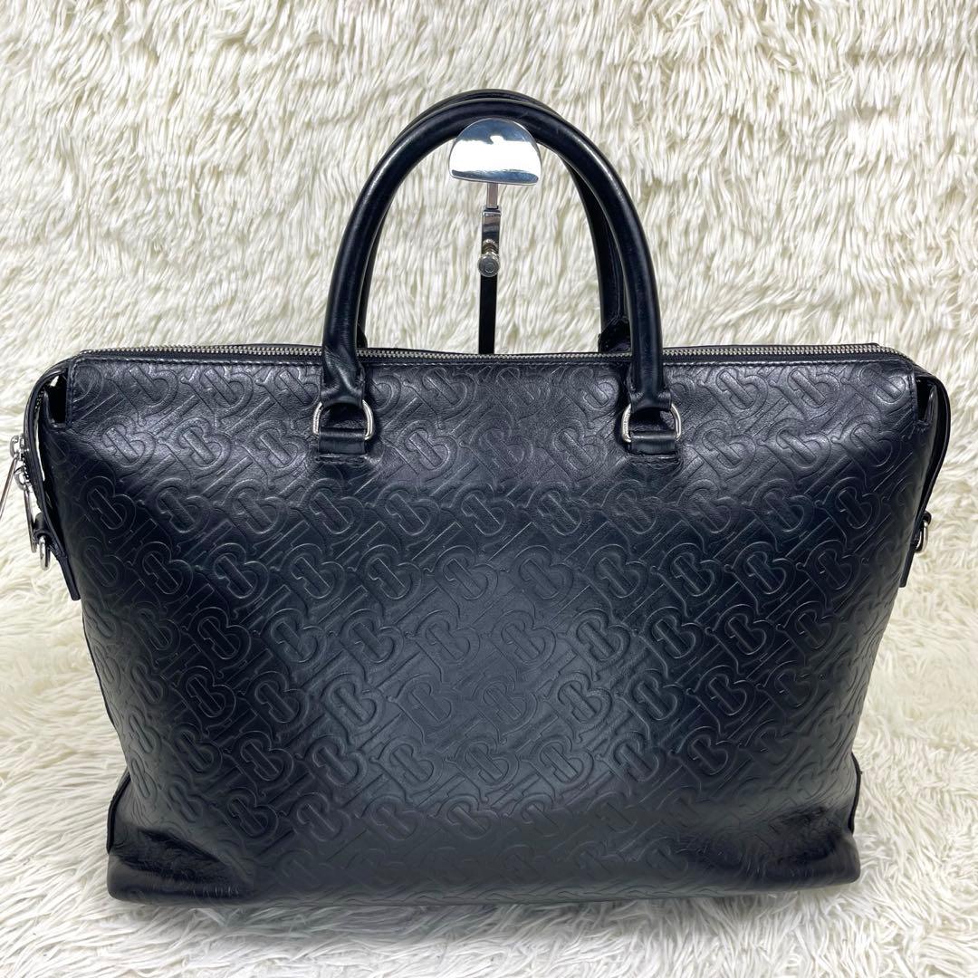 BURBERRY バーバリー　ビジネスバッグ　BTモノグラム　レザー　ブラック