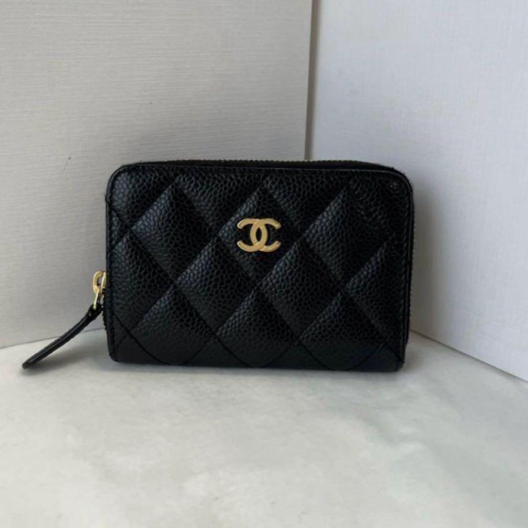 最終お値下げ！CHANELジップケースキャビアスキンゴールド金具ココマーク