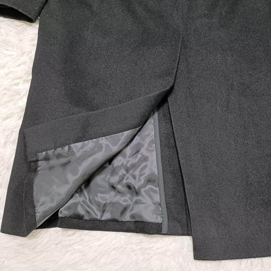 美品　深喜毛織　カシミヤ100 チェスターコース　ブラック　Sサイズ
