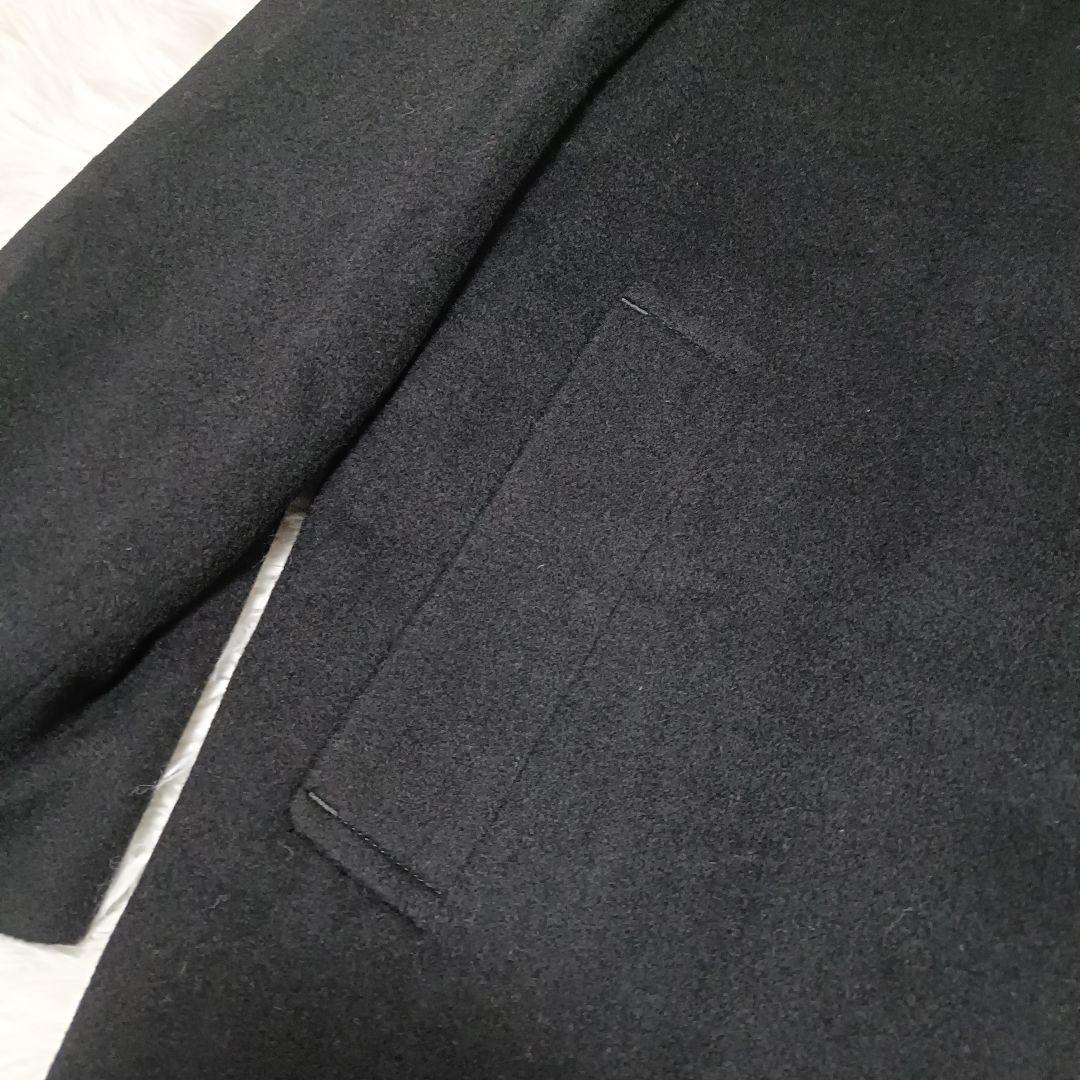 美品　深喜毛織　カシミヤ100 チェスターコース　ブラック　Sサイズ