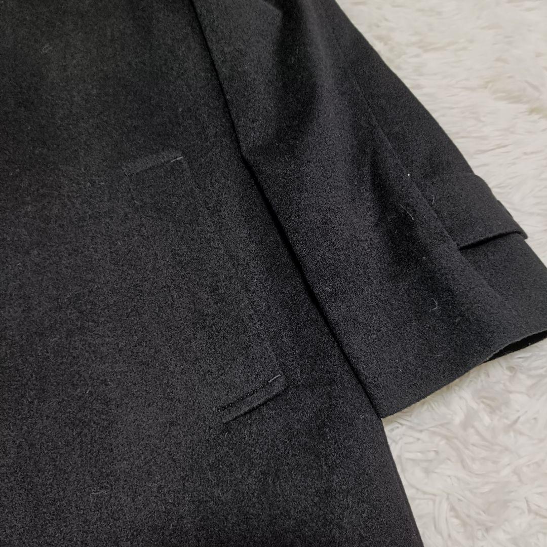 美品　深喜毛織　カシミヤ100 チェスターコース　ブラック　Sサイズ