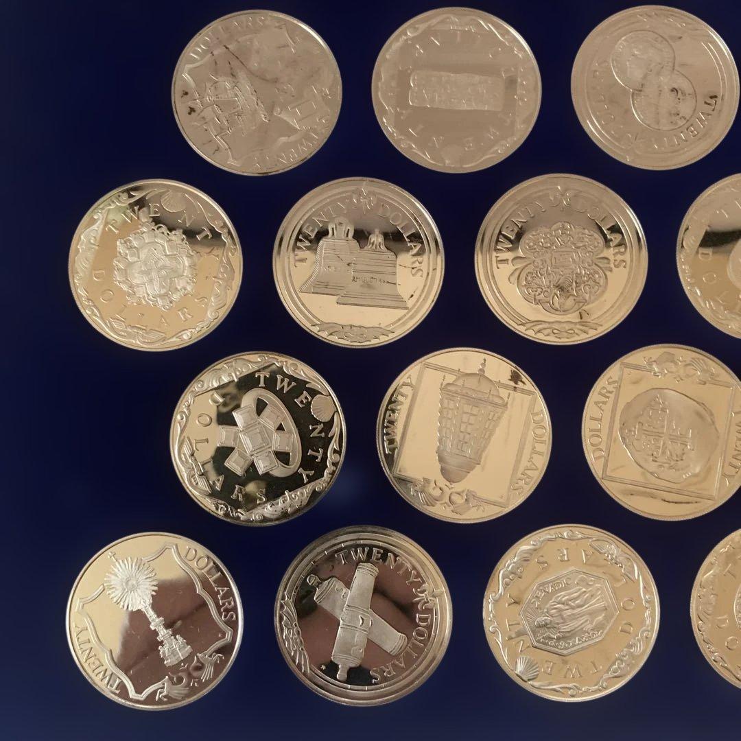 フランクリンミント カリブ海秘宝コレクション25点 プルーフ銀貨925銀