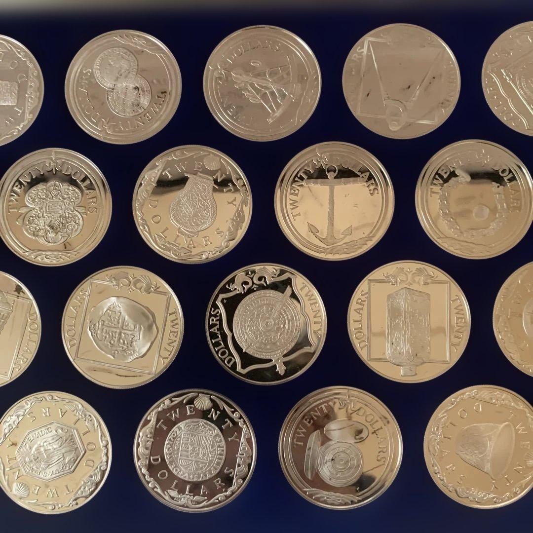 フランクリンミント カリブ海秘宝コレクション25点 プルーフ銀貨925銀