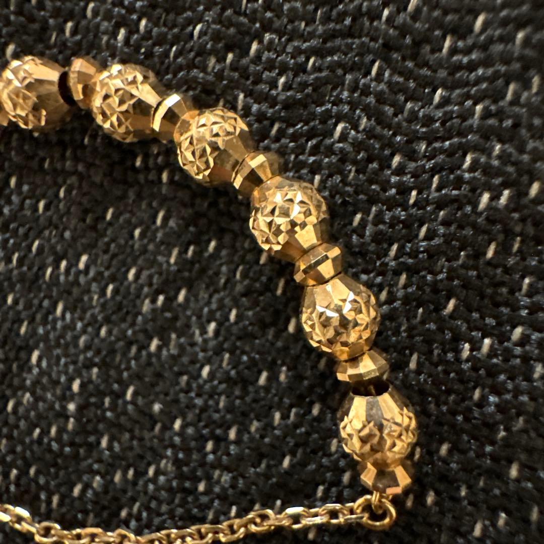 K18 ピンクゴールド　ミラーボール　チェーンリング　フリーアジャスター付き