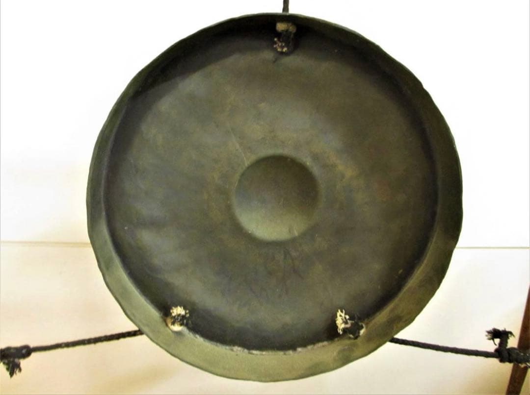 銅鑼、木製スタンド付き(古民具)