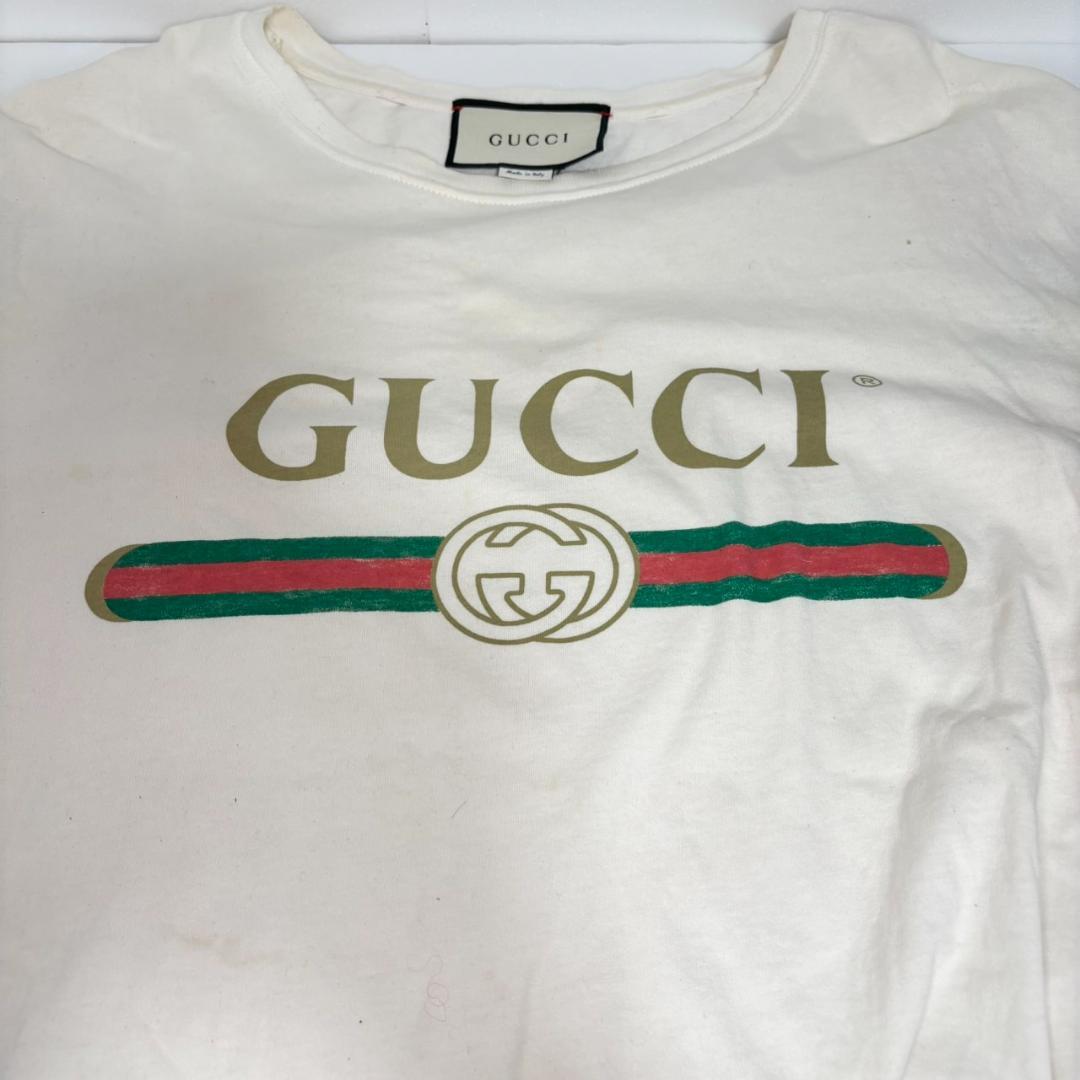 【ランクC】GUCCI オールドロゴ ドラゴン刺繍 ロンT Mサイズ メンズ