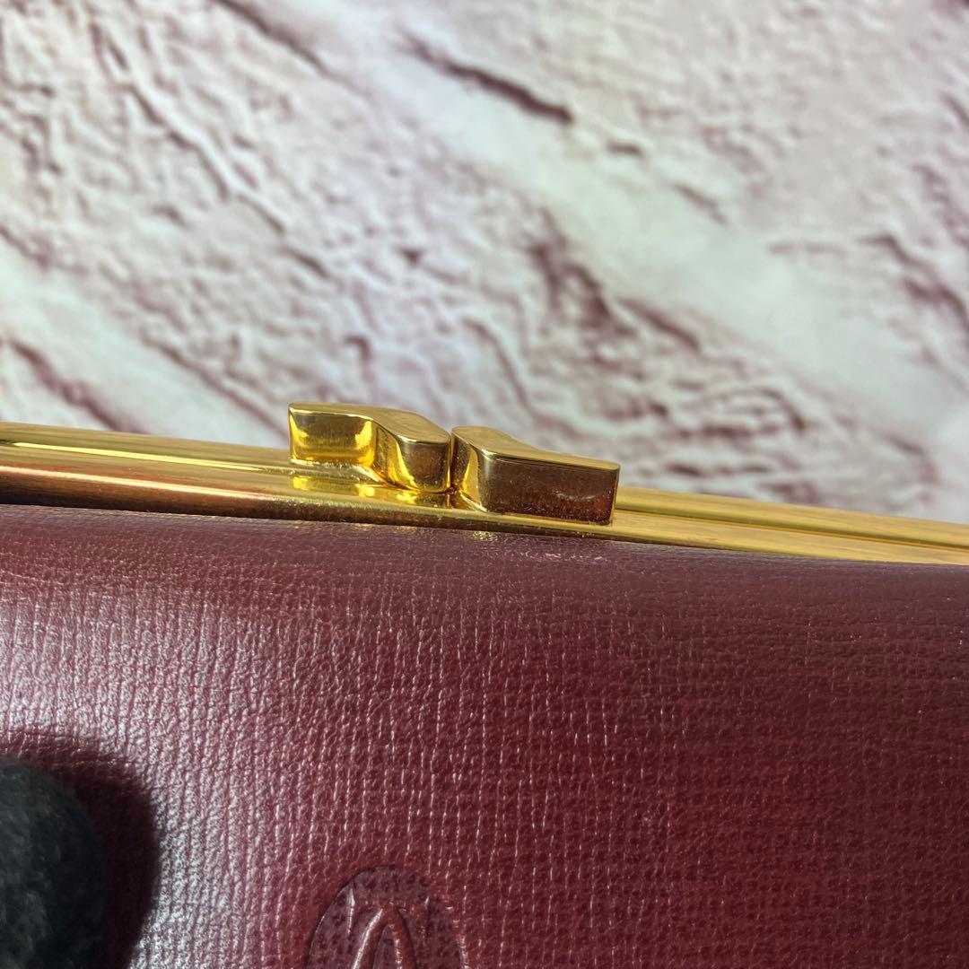 カルティエ✨がま口 ゴールド金具 三つ折り財布 マストライン 本革 レザー