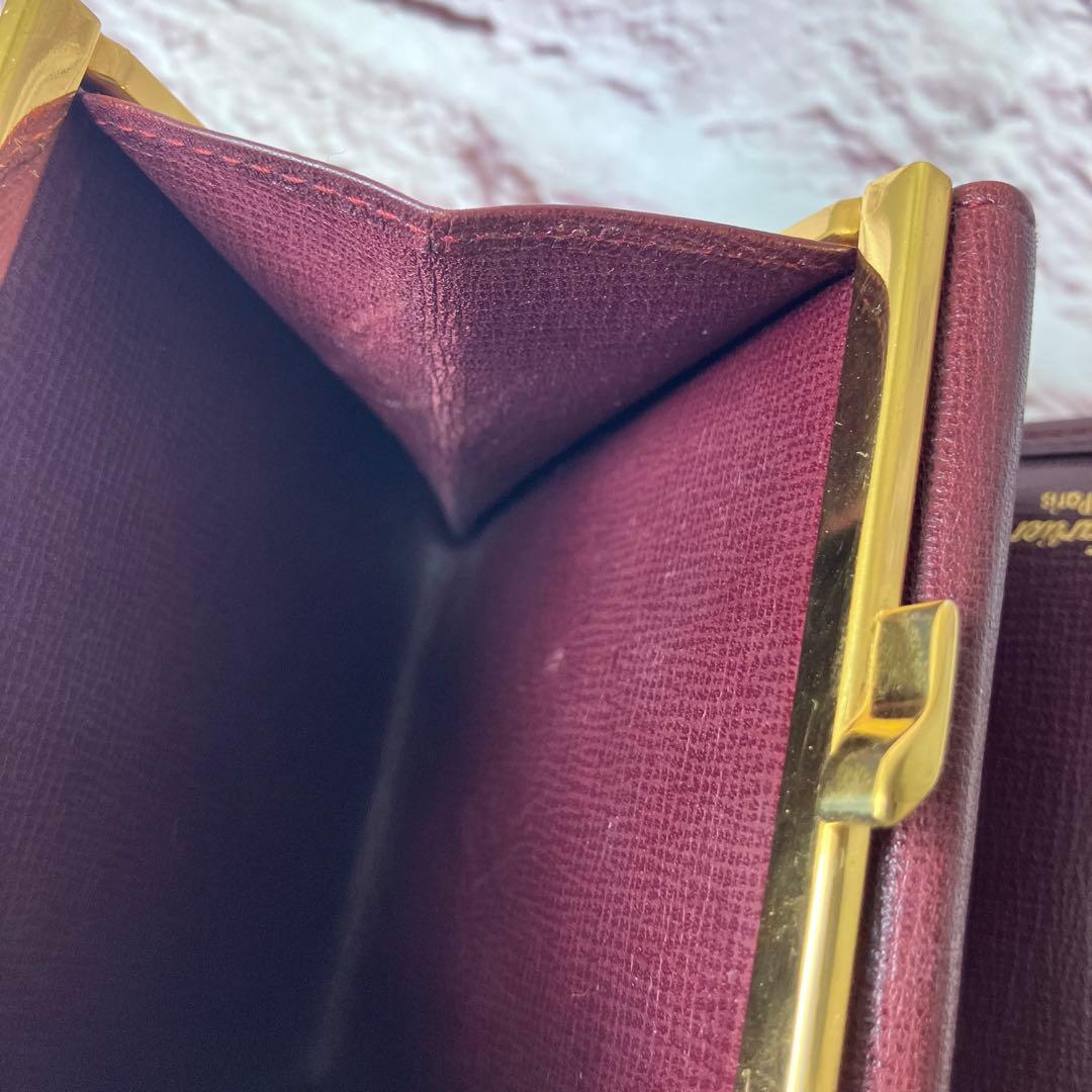 カルティエ✨がま口 ゴールド金具 三つ折り財布 マストライン 本革 レザー