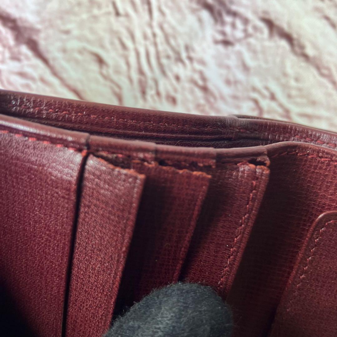 カルティエ✨がま口 ゴールド金具 三つ折り財布 マストライン 本革 レザー