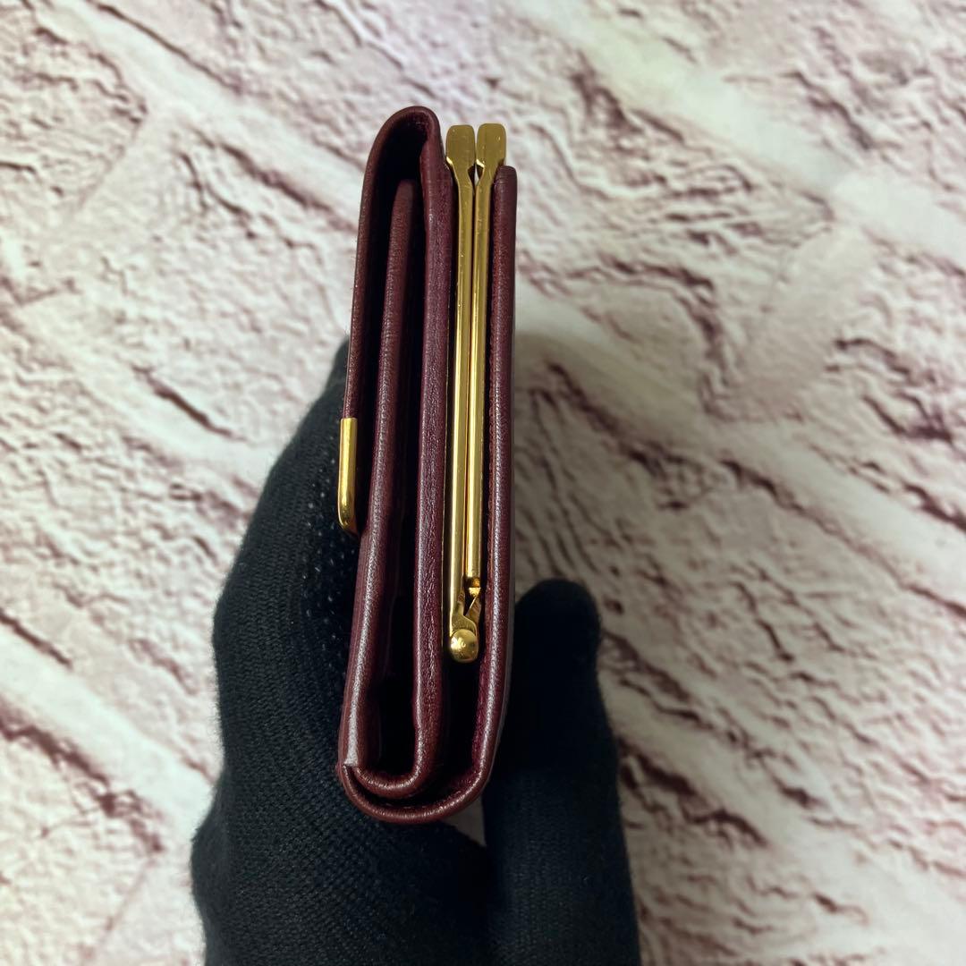 カルティエ✨がま口 ゴールド金具 三つ折り財布 マストライン 本革 レザー
