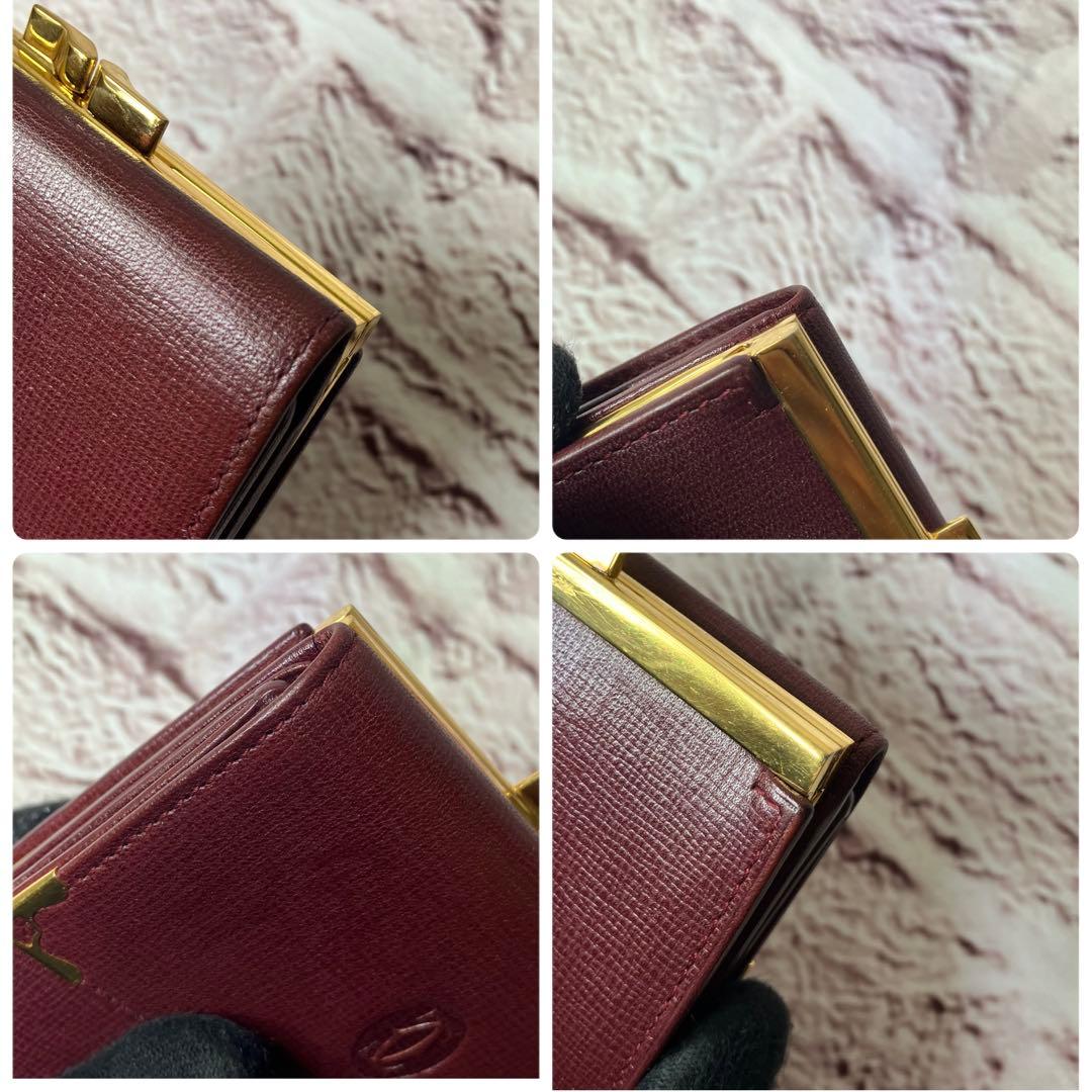 カルティエ✨がま口 ゴールド金具 三つ折り財布 マストライン 本革 レザー