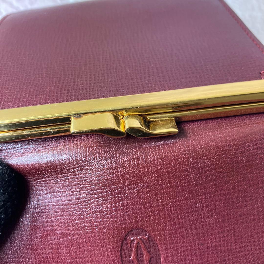 カルティエ✨がま口 ゴールド金具 三つ折り財布 マストライン 本革 レザー