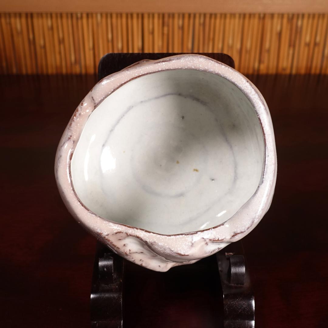 兼田昌尚 最上位の代表作 萩刳貫茶碗 共箱 茶道具