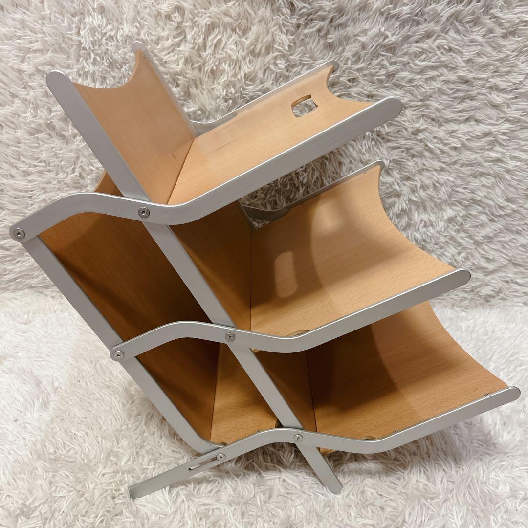 YCAMI イカミ 折りたたみ式 マガジンラック アルミ+ウッド