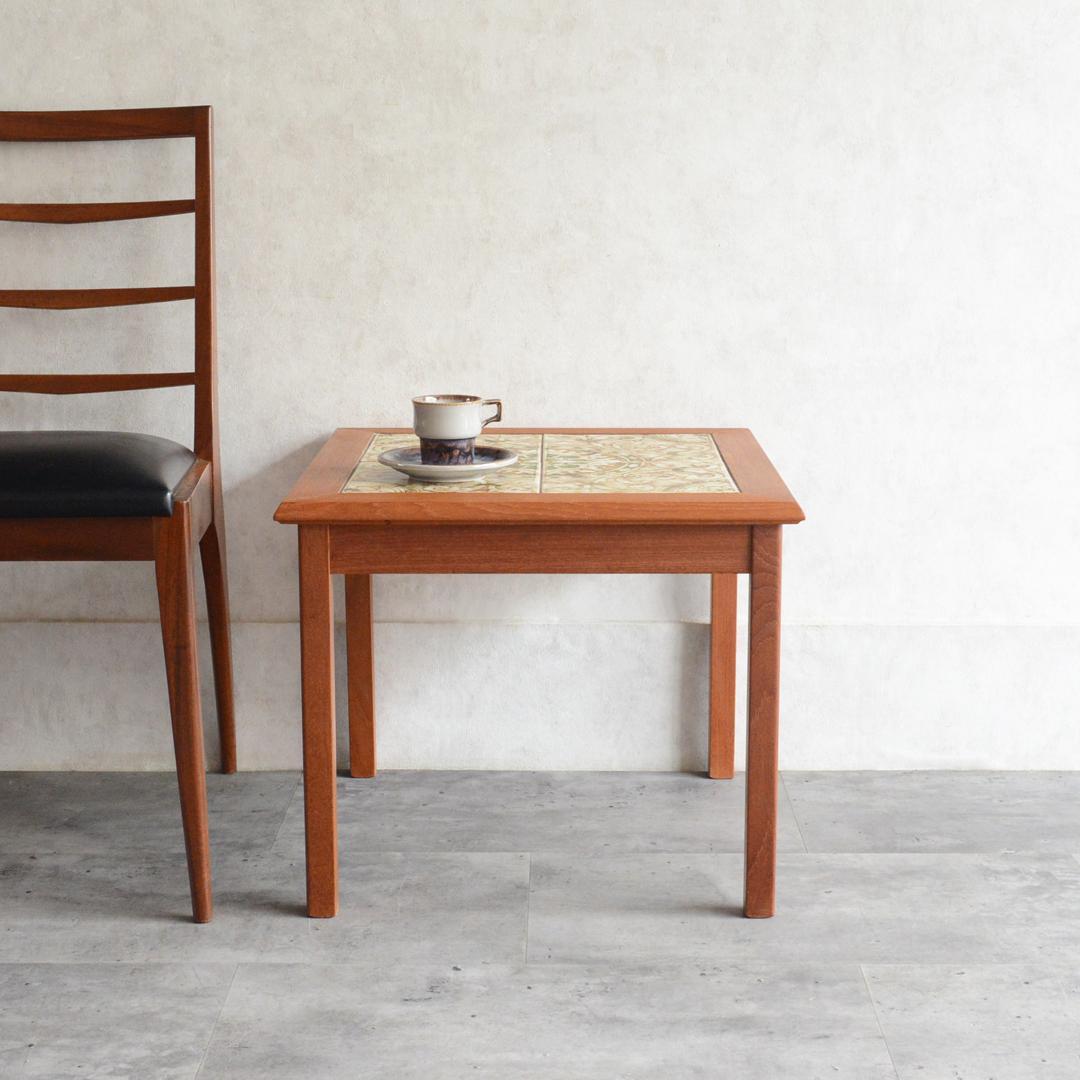 Ran　デンマーク タイルトップ チーク サイドテーブル 北欧家具