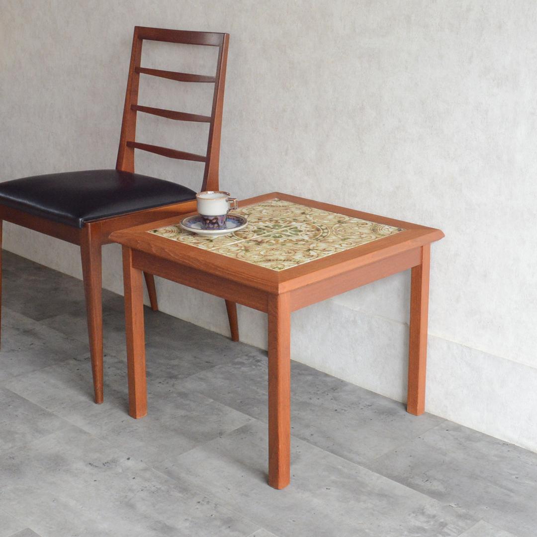 Ran　デンマーク タイルトップ チーク サイドテーブル 北欧家具