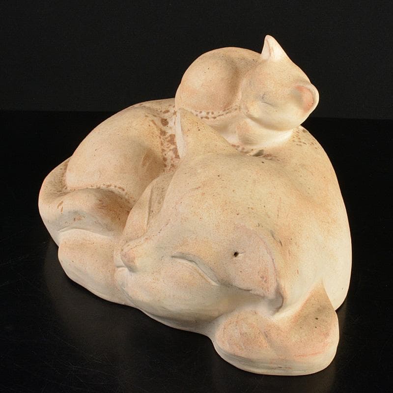 備前焼　古備前　白備前　猫　置物　M　R7151