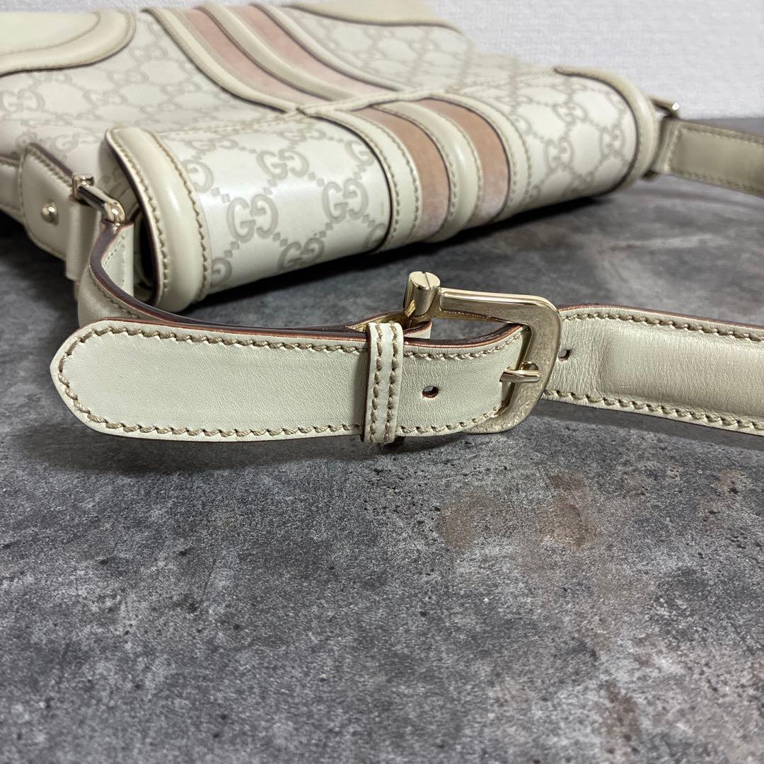 GUCCI シマ スエード レザー GG柄バッグ