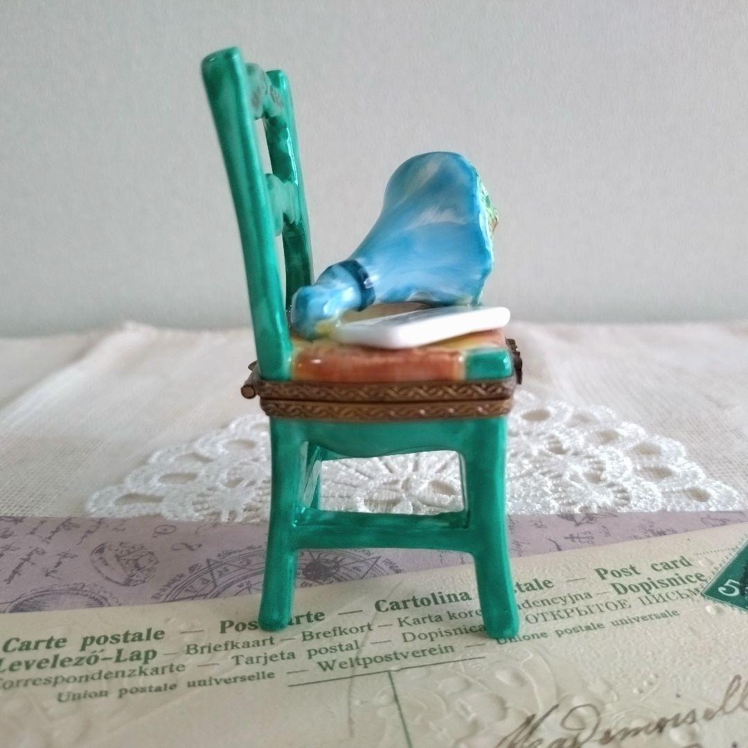 リモージュボックス　猫　ネコ　椅子　花束　ブーケ　手紙　フランス製　ヴィンテージ