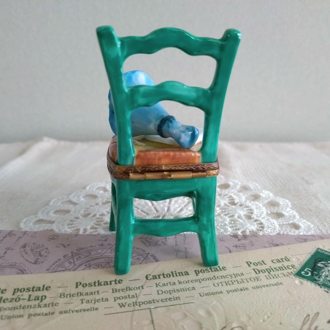 リモージュボックス　猫　ネコ　椅子　花束　ブーケ　手紙　フランス製　ヴィンテージ