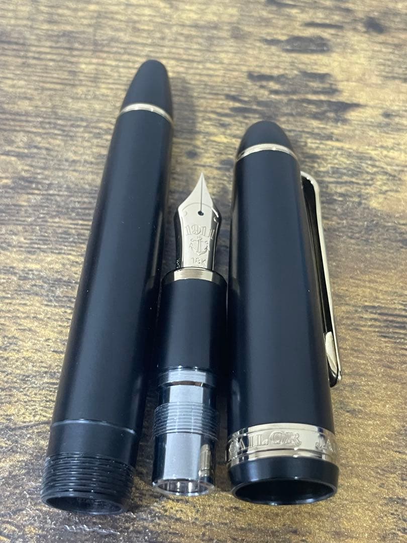 試筆のみ　梨地　18k F 旧ニブ　大型　JIS刻印あり　セーラー　万年筆