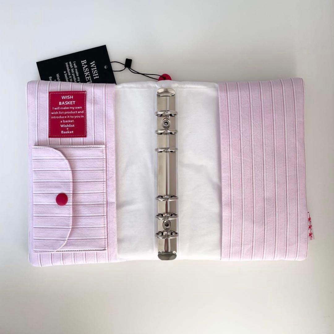 早い者勝ち　韓国　バインダー　カバー　貯金　現金管理　ピンク　ストライプ