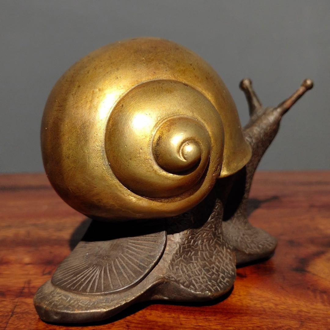 銅製 文房置物　蜗牛（カタツムリ）銅製　筆置き
