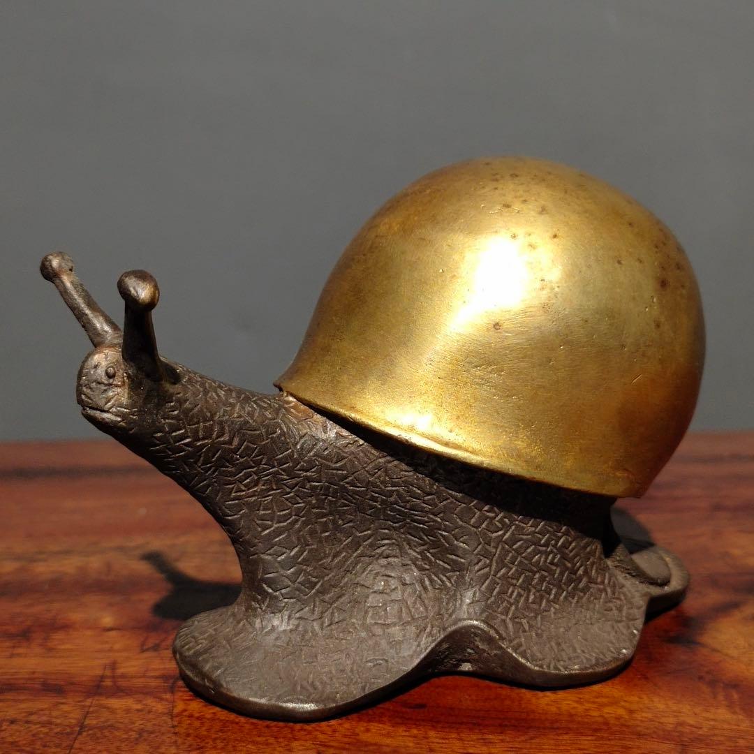 銅製 文房置物　蜗牛（カタツムリ）銅製　筆置き