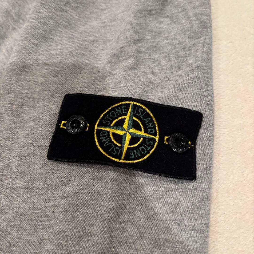 【美品】STONE  ロゴパッチ付きスウェットパーカー グレー XL