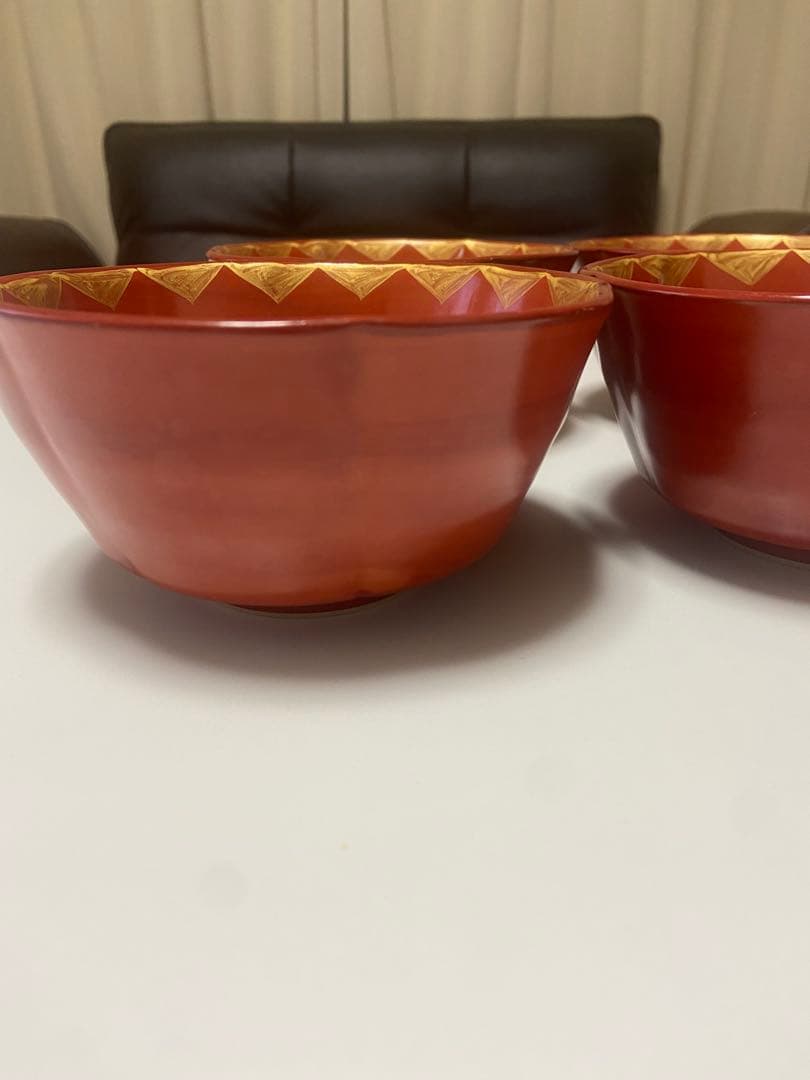 【大福】祥山 (造) 魯山人写 染付牡丹金彩赤絵鉢 5客揃