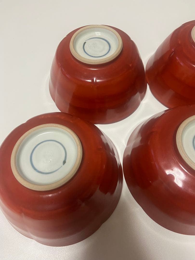 【大福】祥山 (造) 魯山人写 染付牡丹金彩赤絵鉢 5客揃