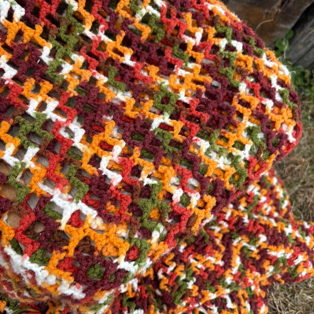 【USA vintage】グラニーブランケット レトロカラー アメリカビンテージ