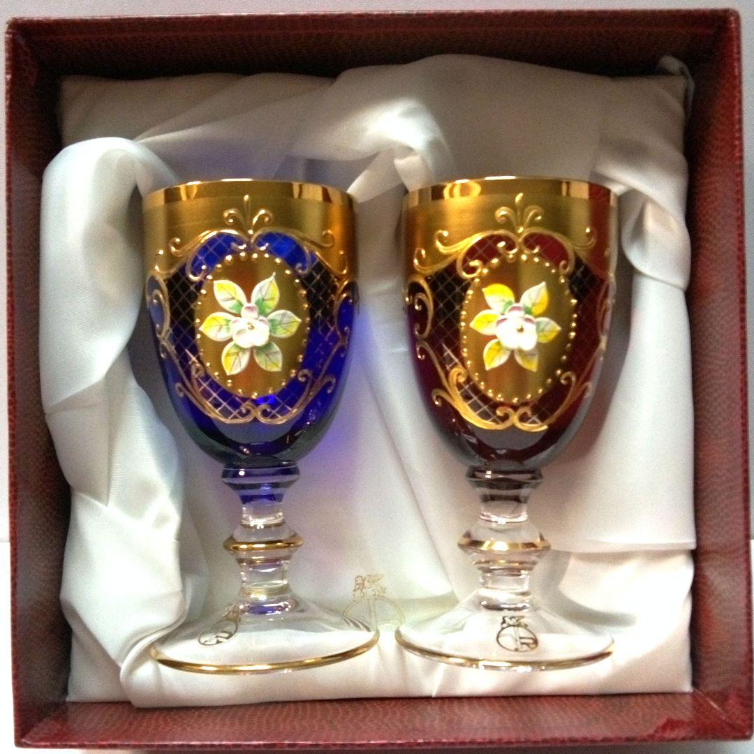 【 未使用・美品 】ラグーナムラノ ベネチアングラス 24金 金彩 ペアグラス