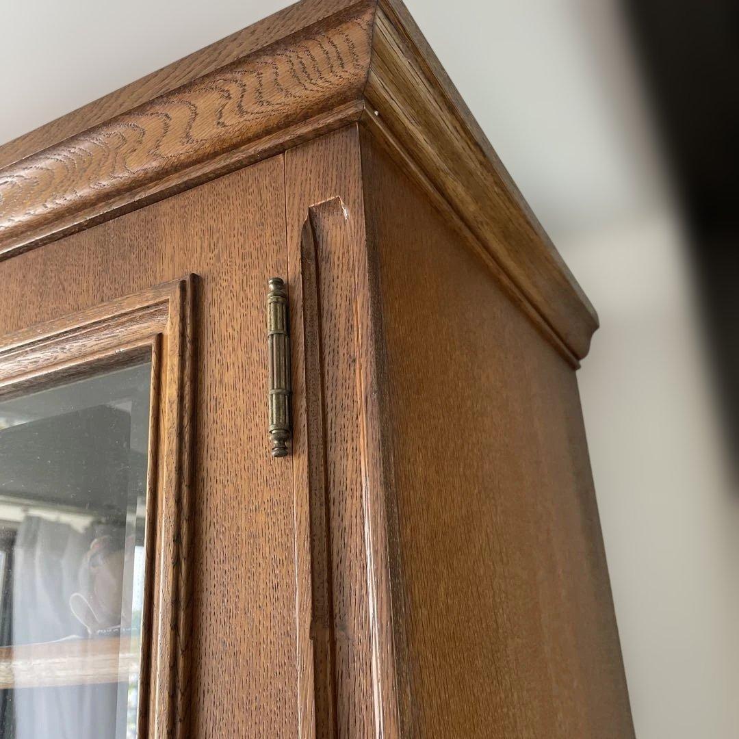 アンティーク　木製ガラス扉キャビネット　本棚　飾り棚　箪笥　書棚　昭和レトロ