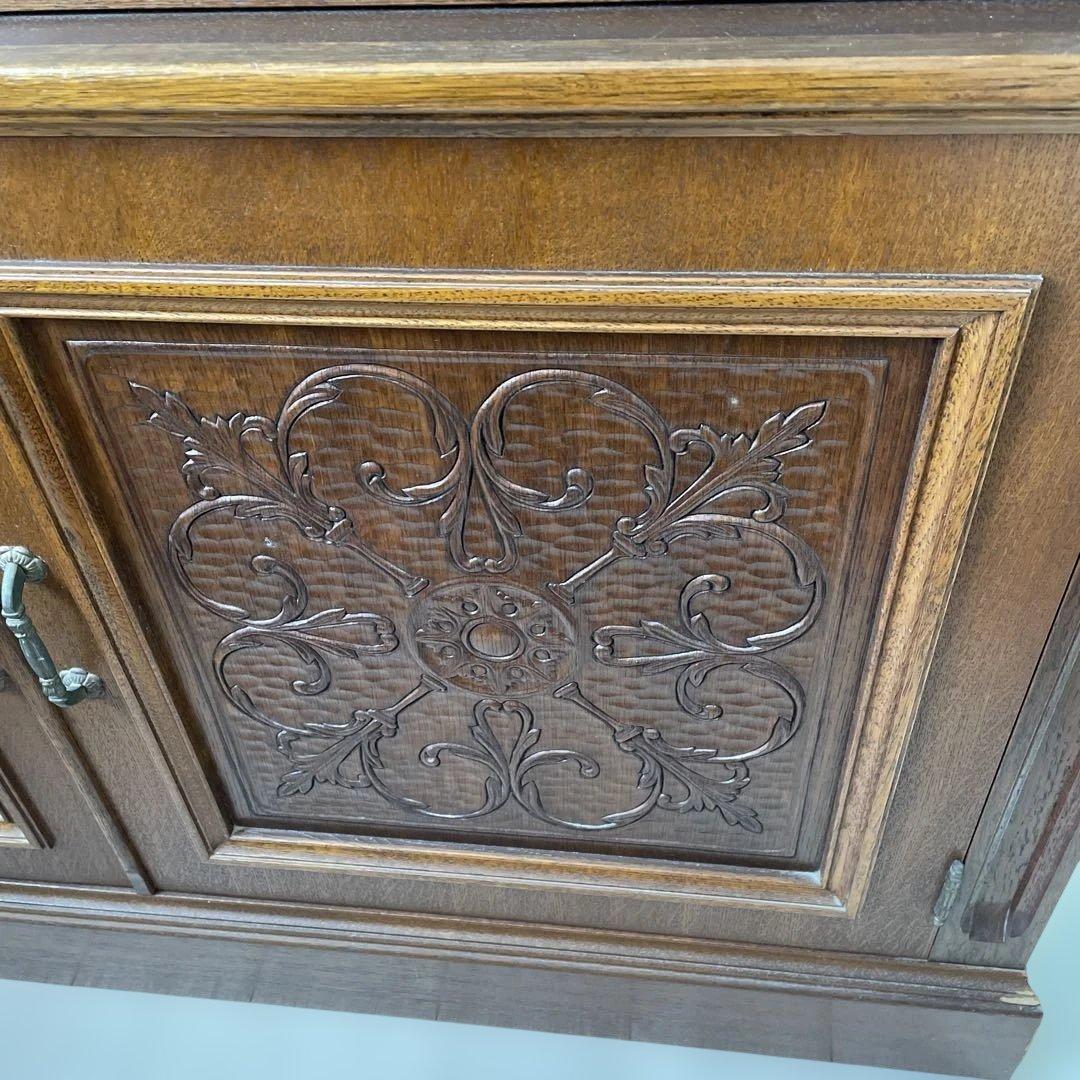 アンティーク　木製ガラス扉キャビネット　本棚　飾り棚　箪笥　書棚　昭和レトロ