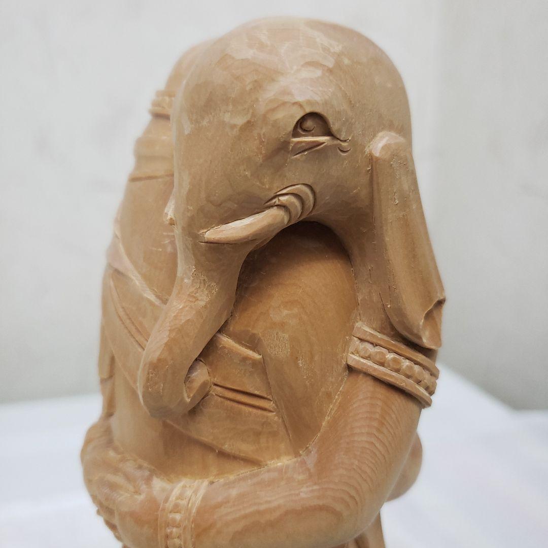 Ｂフライデー蔵出し特価ヒバ材 歓喜天 約21cm◆大聖歓喜天 象鼻天 ガネーシャ