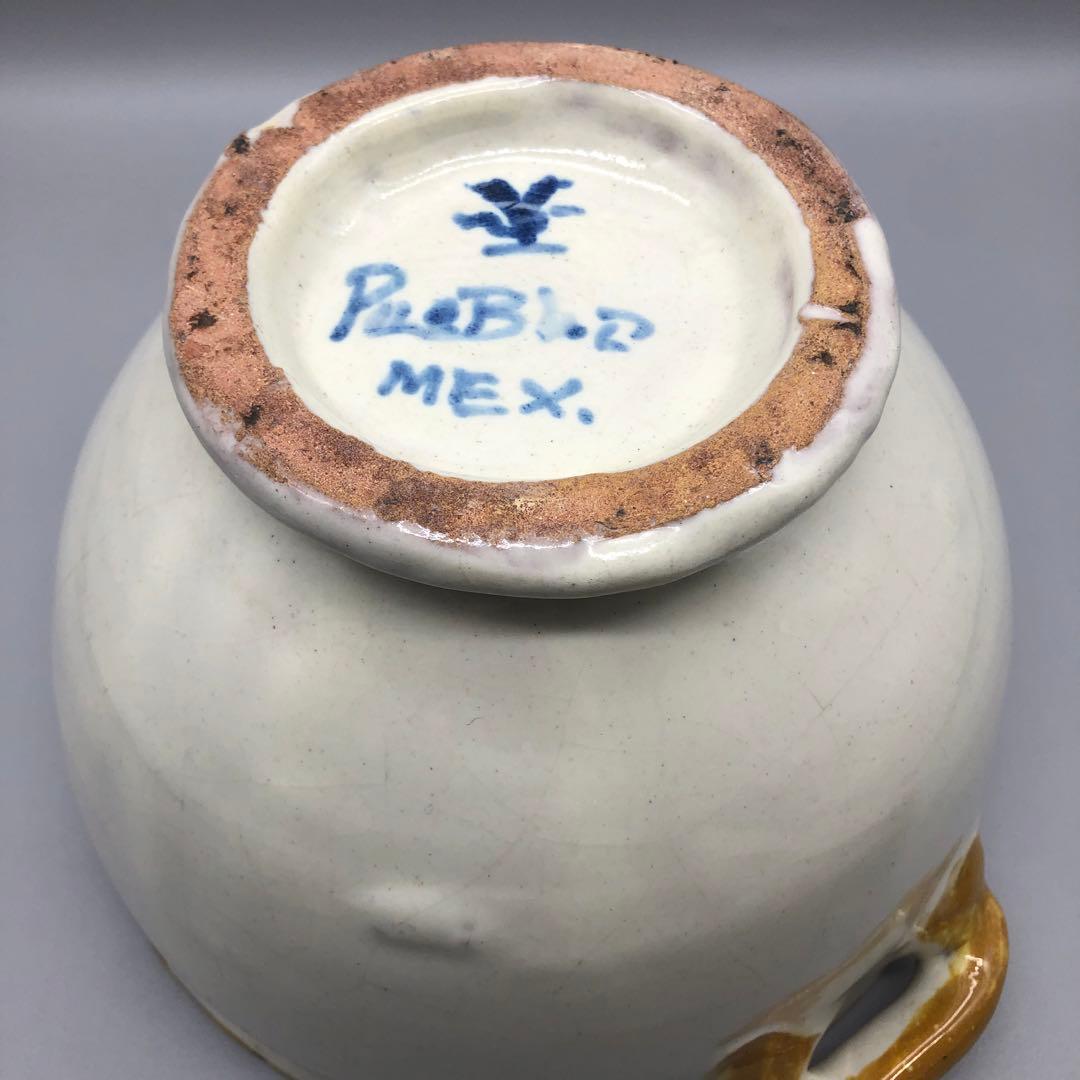 メキシコプエブラタラベラ焼ビンテージ陶器伝統工芸バード鳥蓋付きチューリンポット