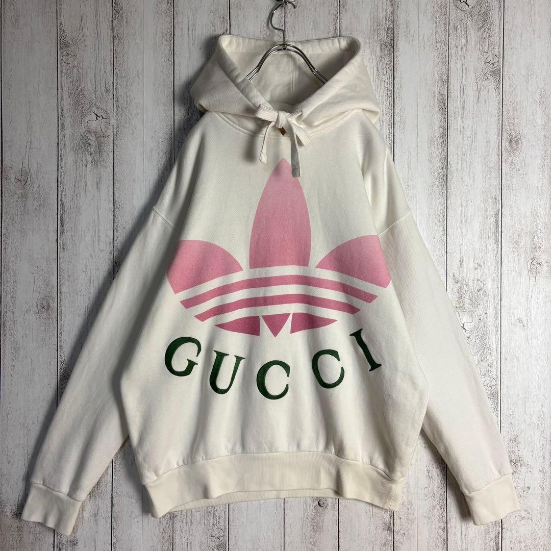 366【美品】グッチ×アディダス☆刺繍＆プリント入りコラボパーカー ユニセックス