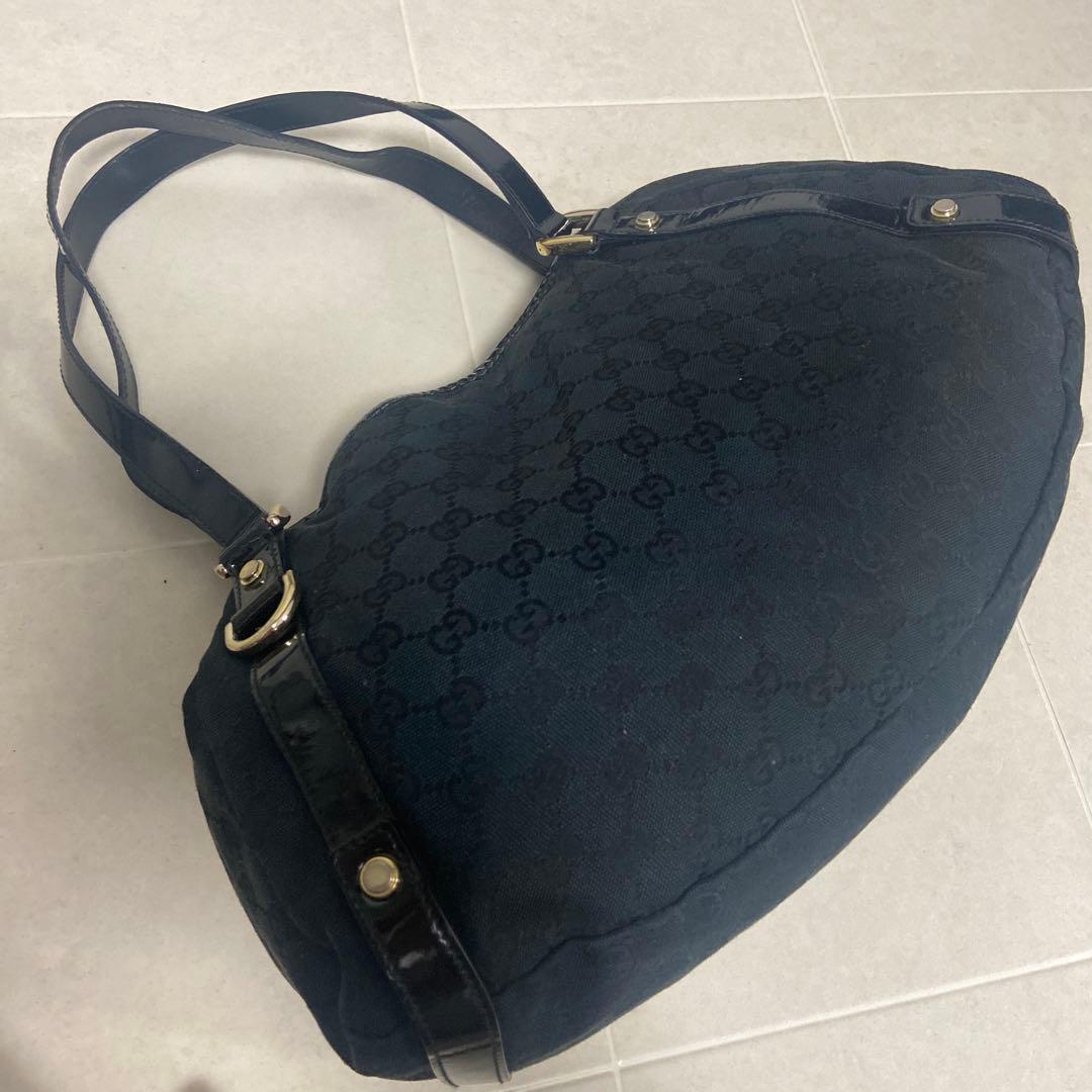Gucci ♡ショルダーバッグ 黒 キャンバス/レザー♡アビーライン♡
