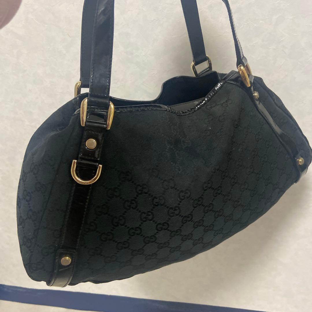 Gucci ♡ショルダーバッグ 黒 キャンバス/レザー♡アビーライン♡