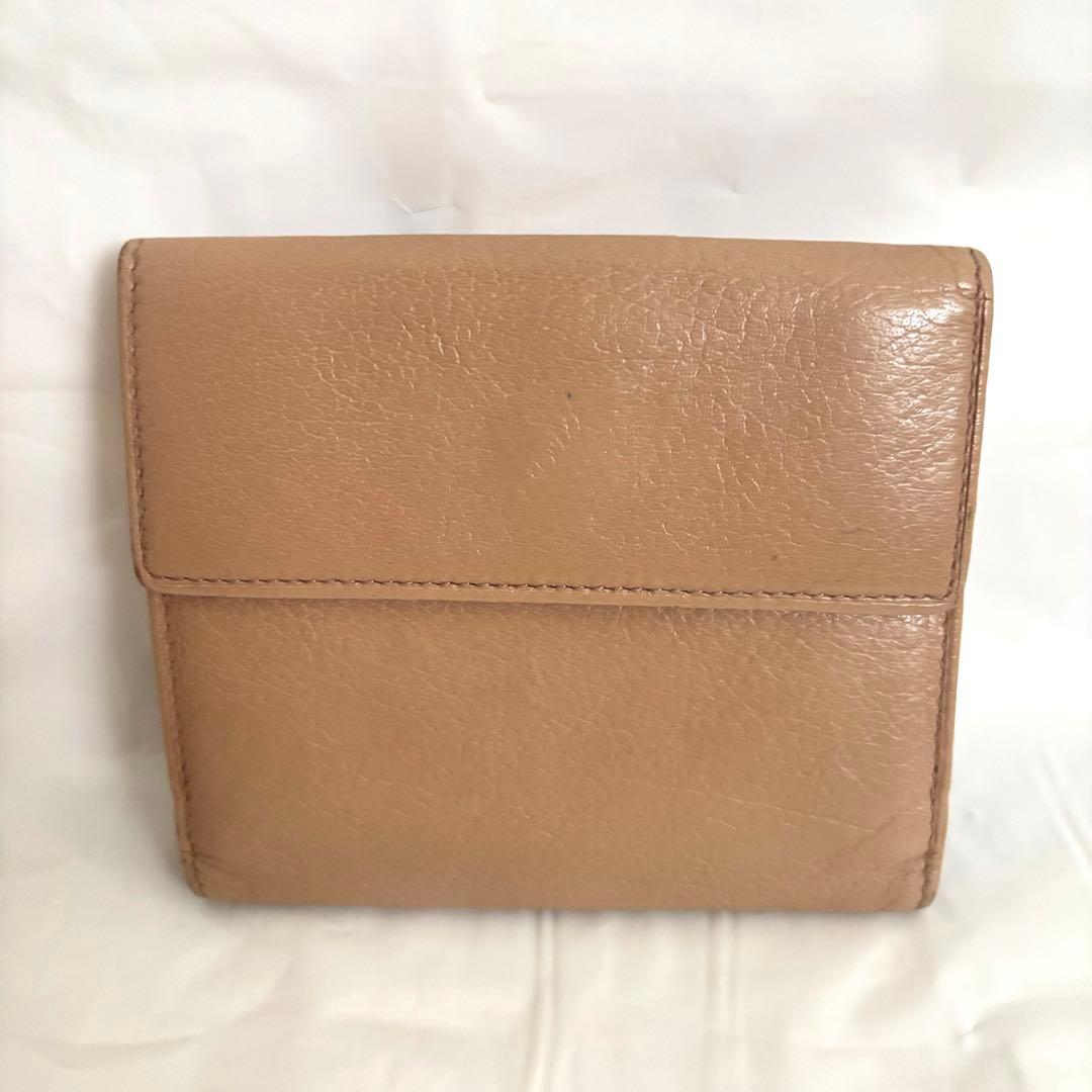 付属品完備✨ブルガリ 二つ折り財布 ダブルサークルロゴ 本革レザー ベージュ