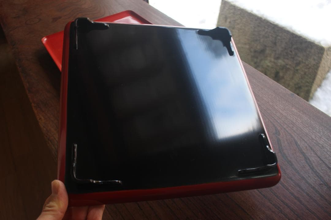 デッドストック！時代朱漆に優美な松蒔絵の映える小ぶり膳（検輪島塗お膳お盆懐石盆