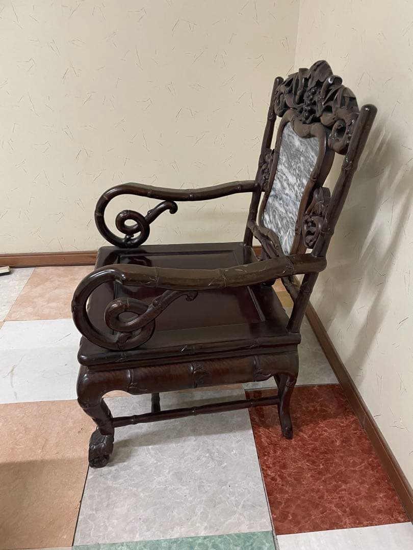 s*e様 アジアン家具 木製彫刻チェア 2脚セットセンターテーブル