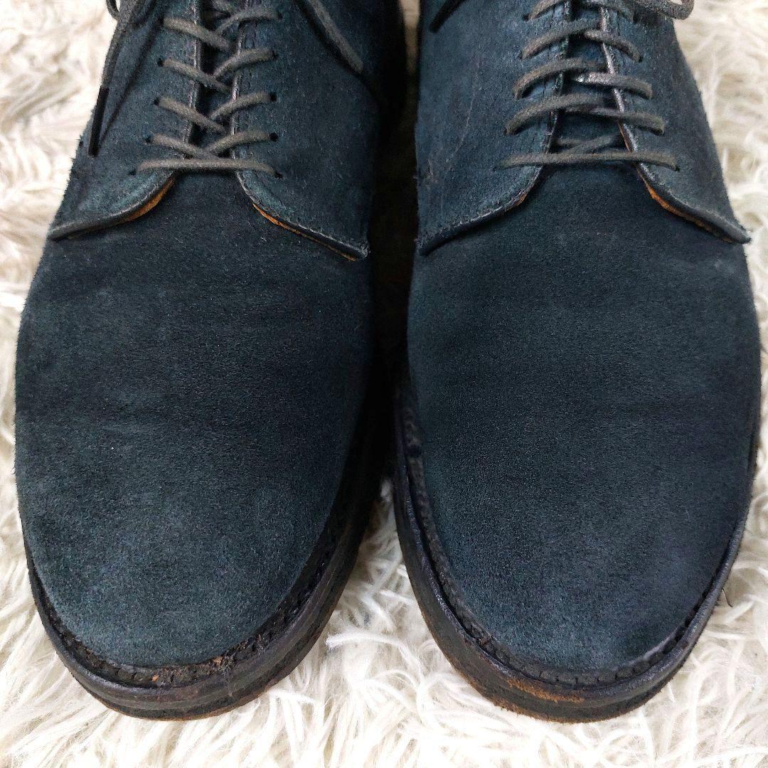 箱付き Alden モディファイドラスト スウェード プレーントゥ革靴 ネイビー