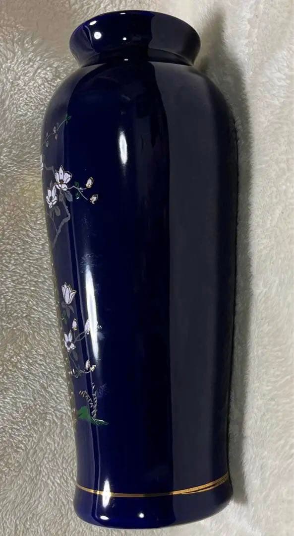 【金彩　花瓶】《キジ、木蓮 図柄》（高さ 約24センチ）