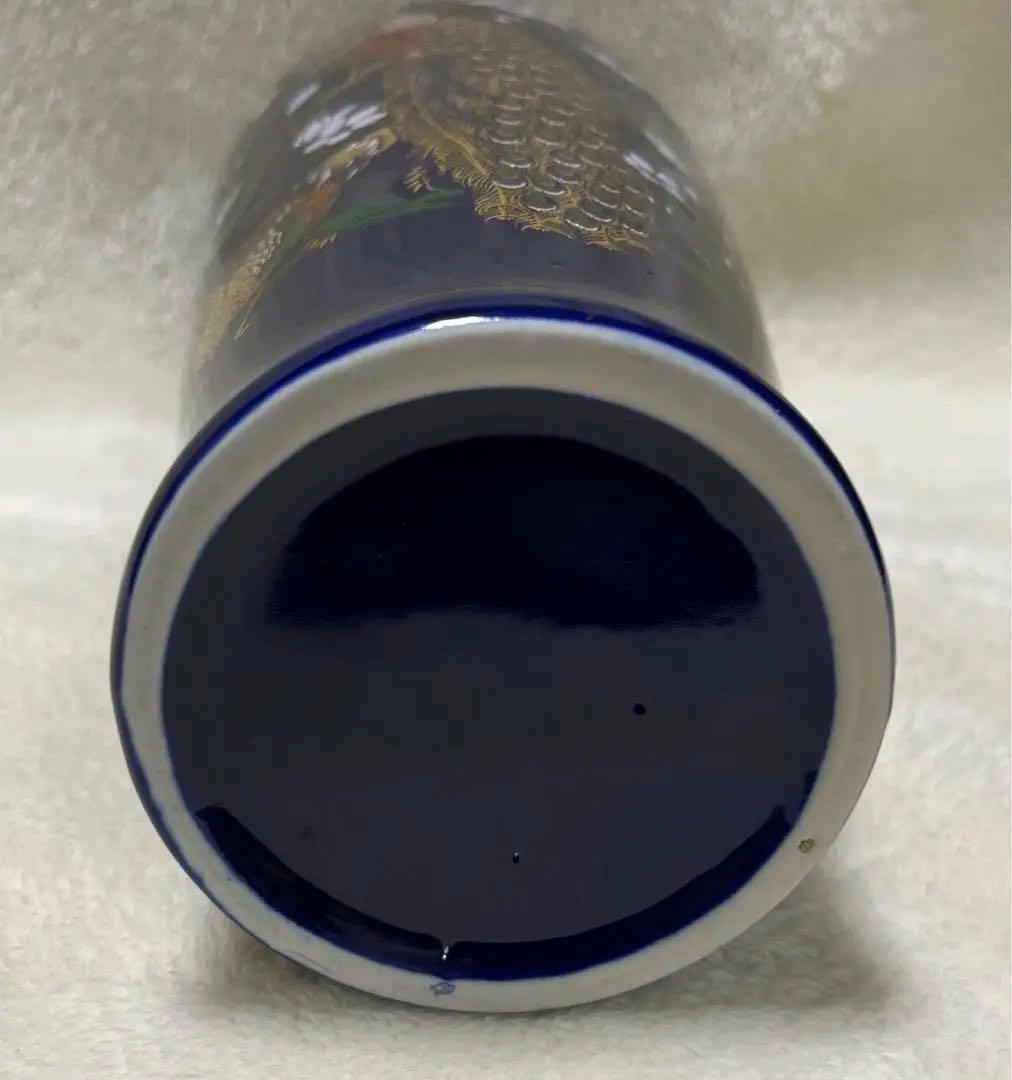 【金彩　花瓶】《キジ、木蓮 図柄》（高さ 約24センチ）