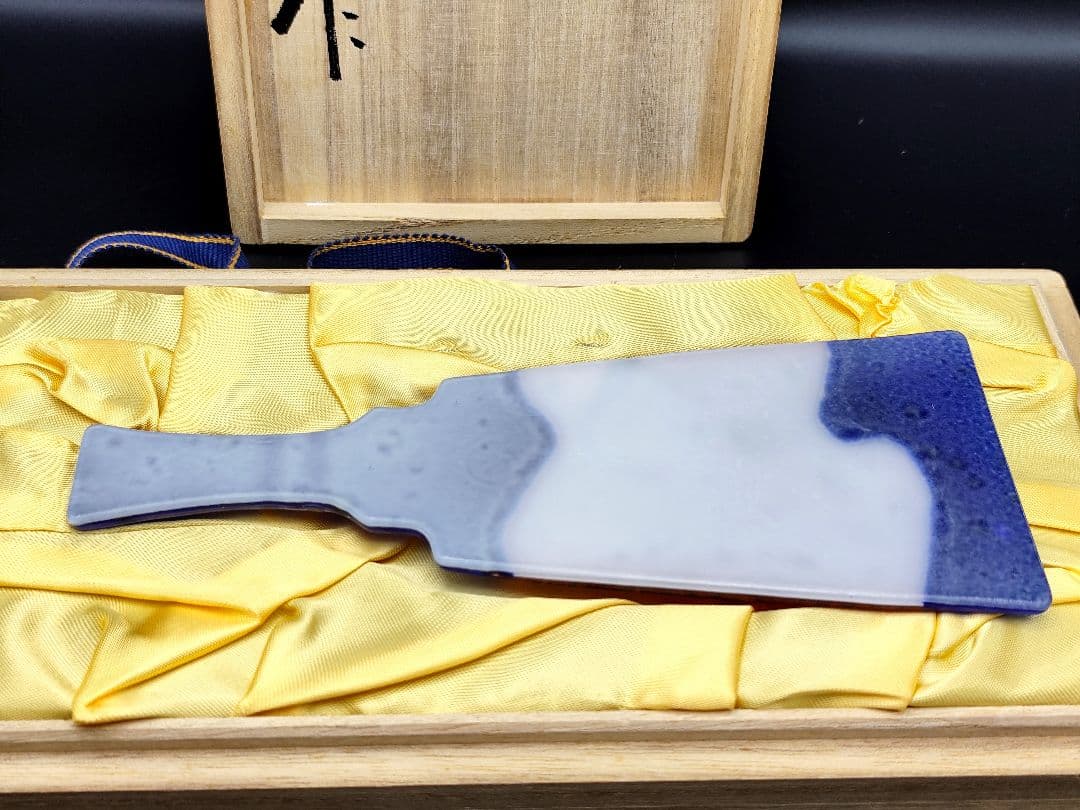 サイン有り☆超希少品☆黒木国昭 光琳 金彩象嵌 羽子板 ガラス工芸